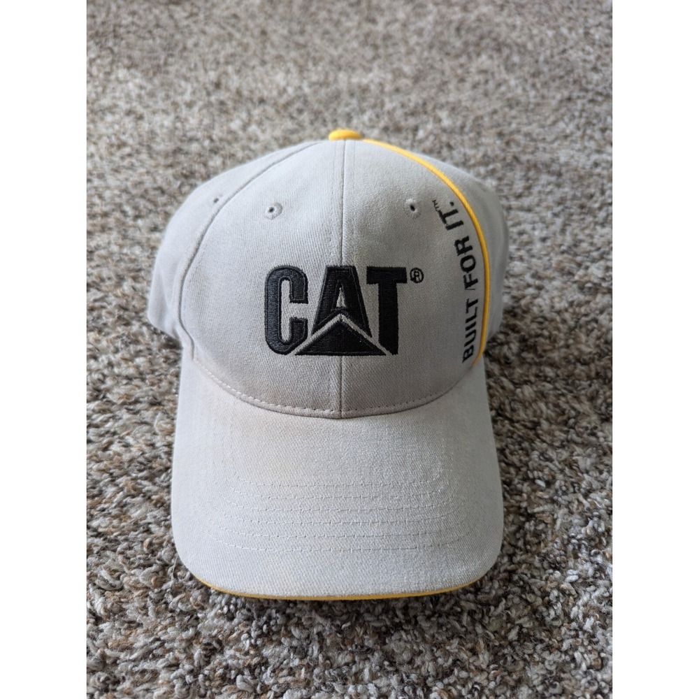 Caterpillar Built For It CAT Dad Hat Gray Strapback Cap Licensed Merch
